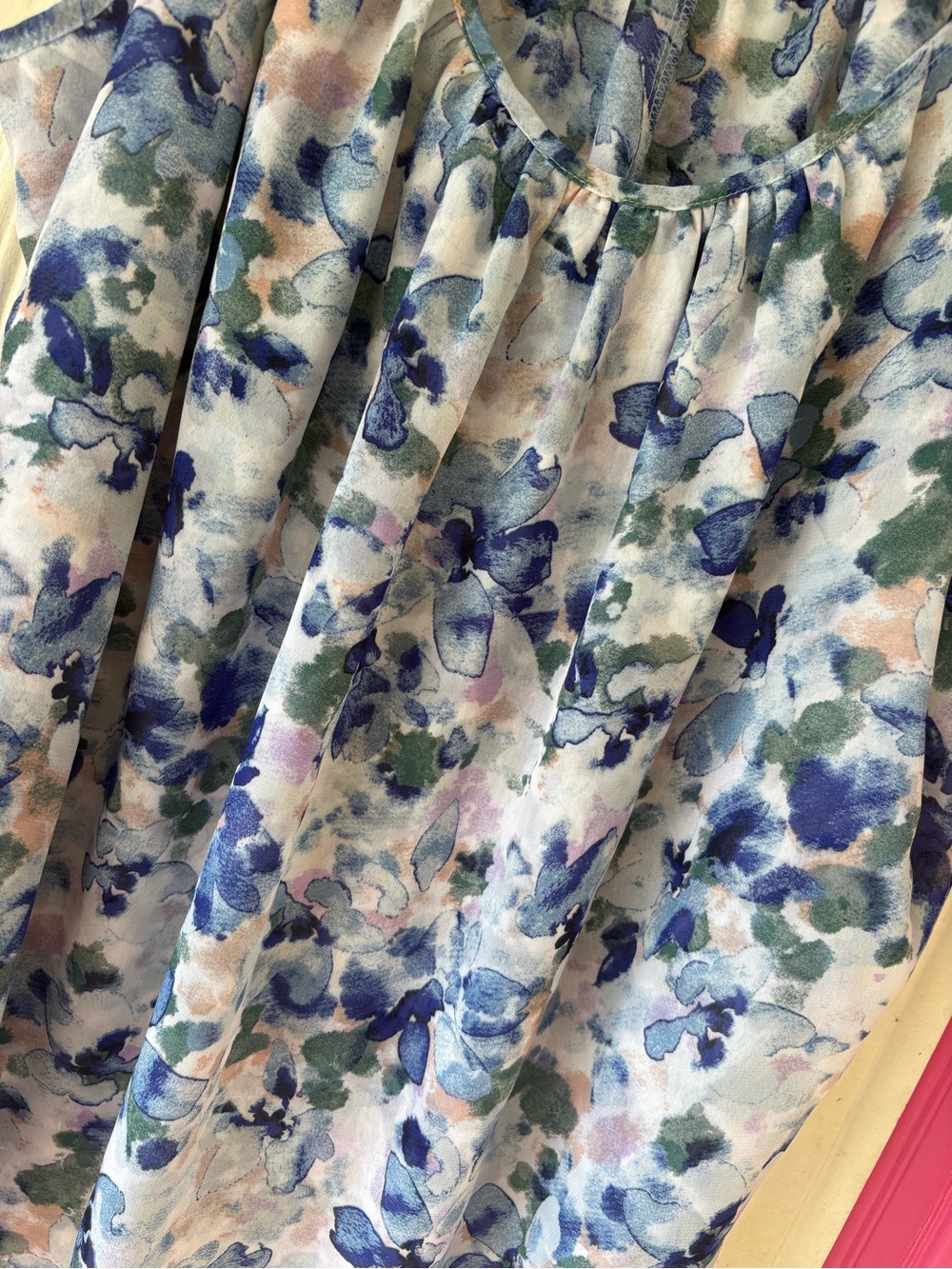 Lane Bryant Blue and White Floral Tank with Wide Straps - Picture 2 of 5
